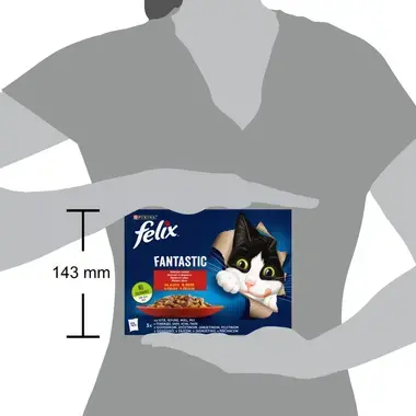 PURINA® FELIX® Fantastic, с пилешко /говеждо/заешко месо/агнешко месо в желе, смесен пакет, мокра храна за котки