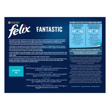 PURINA® FELIX® Fantastic, с тон/сьомга/треска/риба камбалав желе, смесен пакет, мокра храна за котки