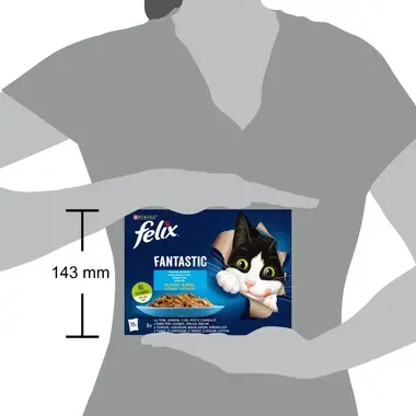 PURINA® FELIX® Fantastic, с тон/сьомга/треска/риба камбалав желе, смесен пакет, мокра храна за котки