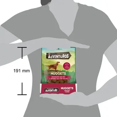 PURINA® ADVENTUROS ® Nuggets Лакомства за кучета в зряла възраст, Глиганско, 90g