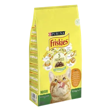 PURINA®FRISKIES® INDOOR за котки в зряла възраст,Пиле и Зеленчуци, суха храна, 10kg
