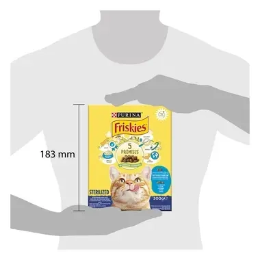 PURINA®FRISKIES® STERILISED за котки в зряла възраст,Сьомга и Зеленчуци, суха храна, 300g