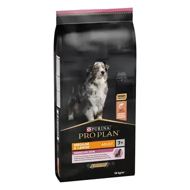 PURINA® PRO PLAN® Dog Medium&Large Adult SENSITIVE SKIN за възрастни кучета 7+ от средни и големи породи с чувствителна кожа