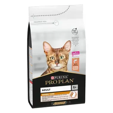 PURINA® PRO PLAN® DERMA CARE, за котки в зряла възраст, със сьомга, суха