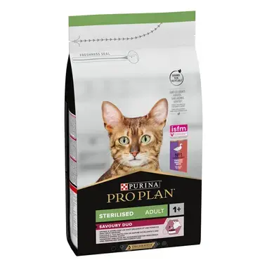 PURINA® PRO PLAN® STERILISED, за кастрирани котки в зряла възраст, с Патица и Дроб суха