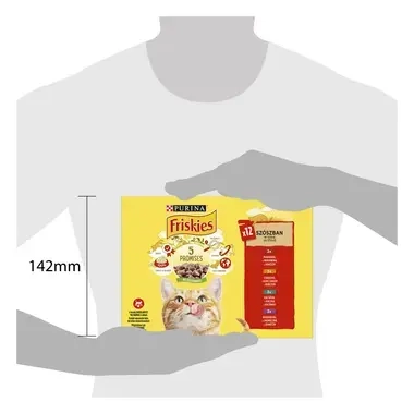 PURINA®FRISKIES® за котки в зряла възраст,Хапки в сос, с Месо Мокра храна,Пауч, Мултиопаковка 12х85g