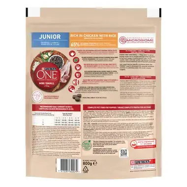 PURINA ONE MINI Dog Junior, с пилешко месо и ориз, 800г
