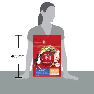 ONE Medium Maxi, суха храна за кучета от средни и големи породи <10кг, в зряла възраст с пиле и ориз 4x2.5kg