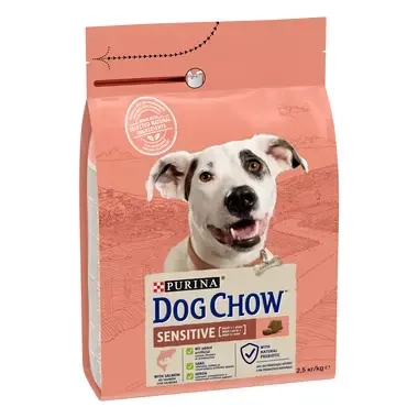 PURINA® DOG CHOW® Sensitive Adult Пълноценна храна за кучета в зряла възраст с Чуствителна Кожа, Козина и Проблемно Храносмил