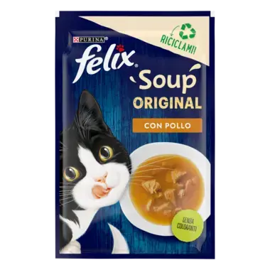 FELIX® Soup Original с пиле – Допълваща храна за котки в зряла възраст