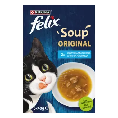 FELIX Soup Рибна селекция – Допълваща храна за котки в зряла възраст