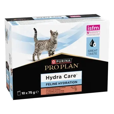 PURINA ® PRO PLAN ® HYDRACARE, Хранителна добавка за котки в зряла възраст с вкус на сьомга, 10х75g