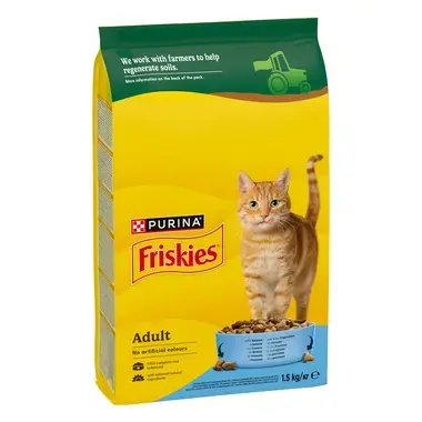 FRISKIES® за котки в зряла възраст, Сьомга и Зеленчуци, суха храна, 1,5kg