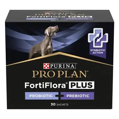 PURINA® PRO PLAN® FortiFlora® PLUS PROBIOTIC + PREBIOTIC, Допълваща храна за кучета и малки кученца, 30x2g