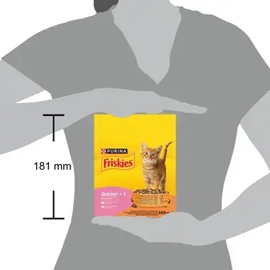 PURINA®FRISKIES® Junior, с пилешко, прясно мляко и зеленчуци, суха храна за котки, 300 г