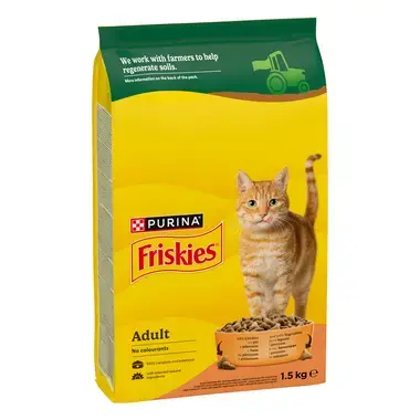 Purina Friskies® Adult с вкусен микс от Говеждо и Пиле със зеленчуци  1.5kg